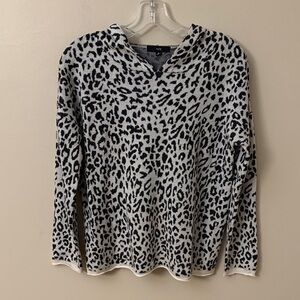 Fate Black and White Leopard Print Knit Sweater